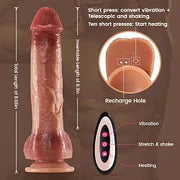9 Vibrating 3 Thrusting & Swing Intelligent Heating Realistic Dildo Vibrator 6.3 Inch