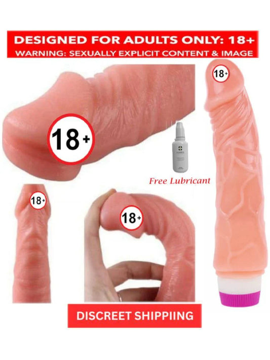 7" Long & Soft Sexy Real Felling Skin Colored 7 Vibrating Modes Dildo For Sexy Women and mens